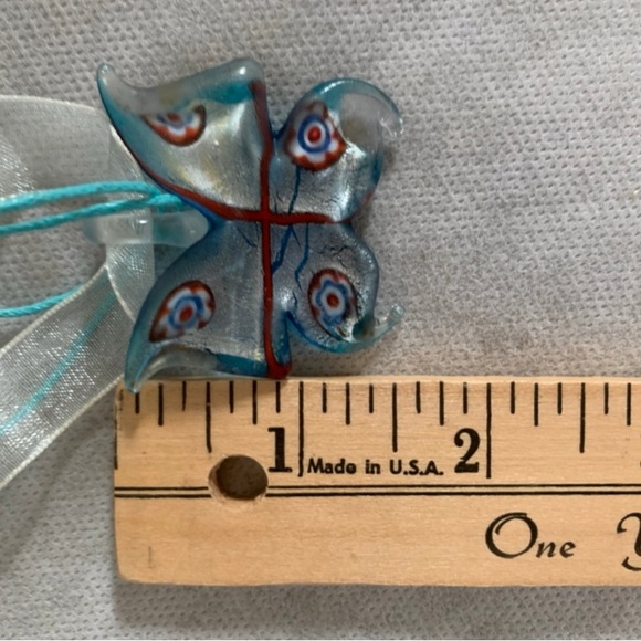 NWOT Butterfly Pendant Necklace with Sheer Ribbon - Picture 5 of 6